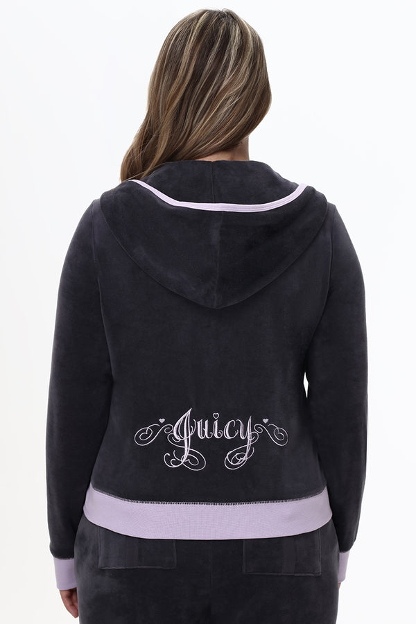 Plus-Size Sweetheart Cotton Velour Hoodie - Juicy Couture