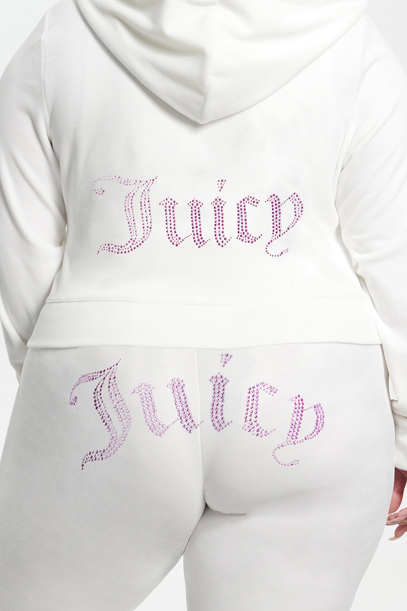 Plus-Size Technicolor Customizable Big Bling Velour Hoodie