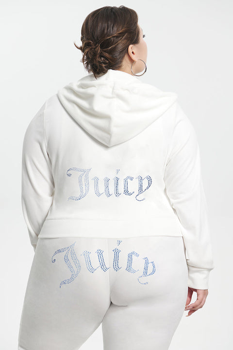 Plus-Size Technicolor Customizable Big Bling Velour Hoodie