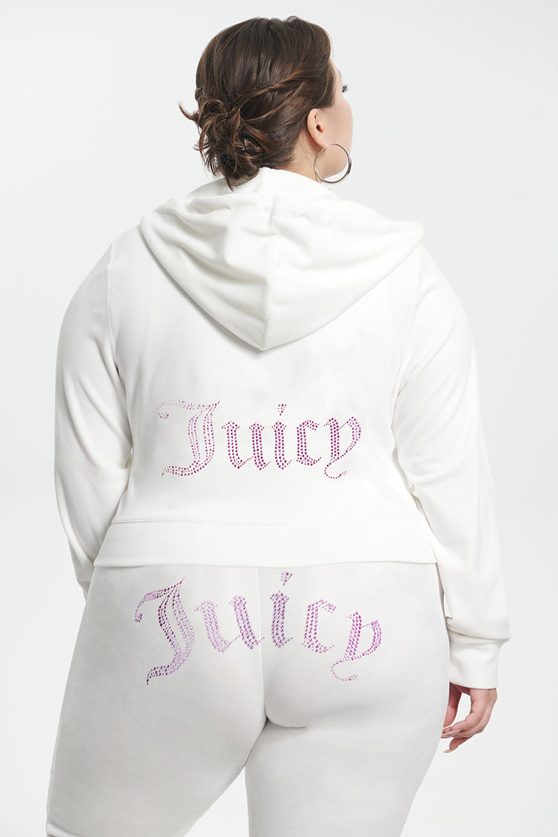 Plus-Size Technicolor Customizable Big Bling Velour Hoodie
