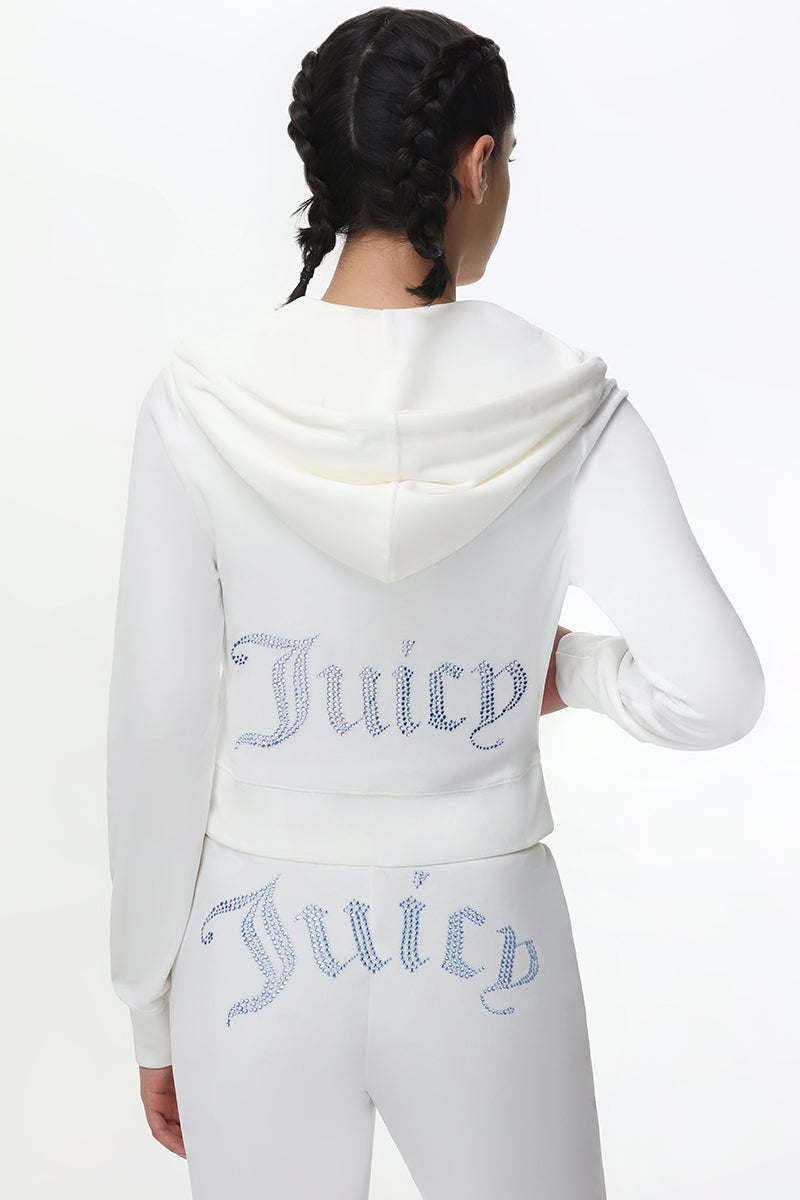 Technicolor Customizable Big Bling Velour Hoodie - Juicy Couture