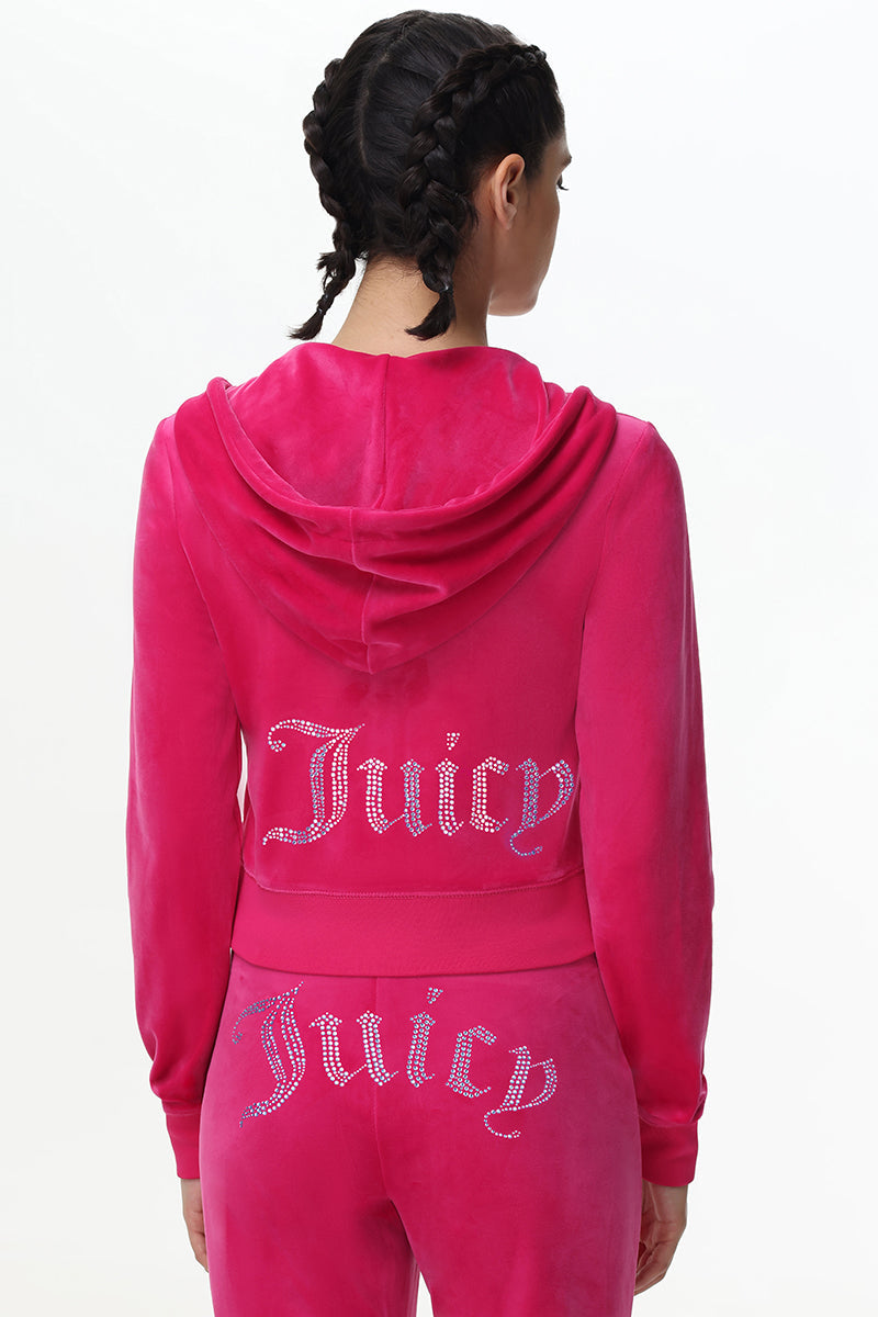 Technicolor Customizable Big Bling Velour Hoodie