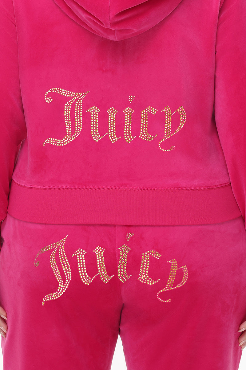 Plus-Size Technicolor Customizable Big Bling Velour Hoodie