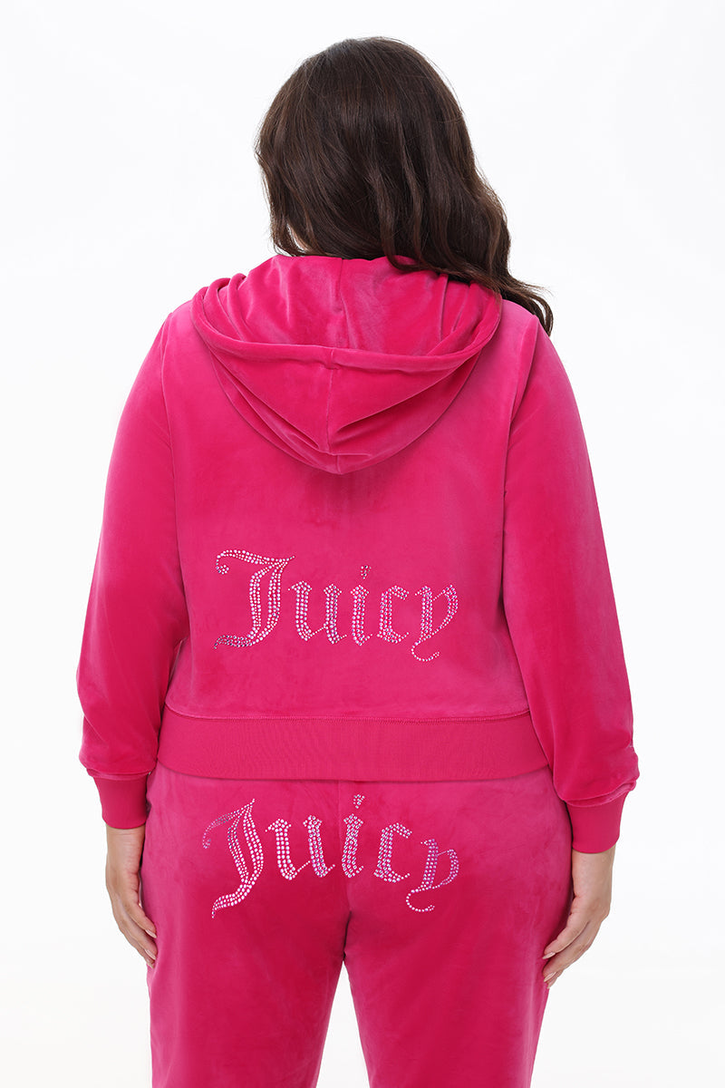 Plus-Size Technicolor Customizable Big Bling Velour Hoodie