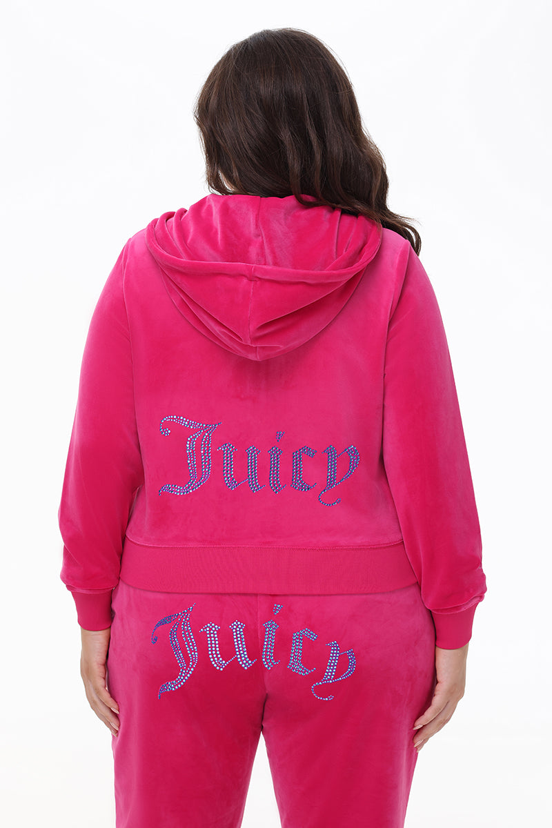 Technicolor Big Bling Velour Hoodie - Juicy Couture