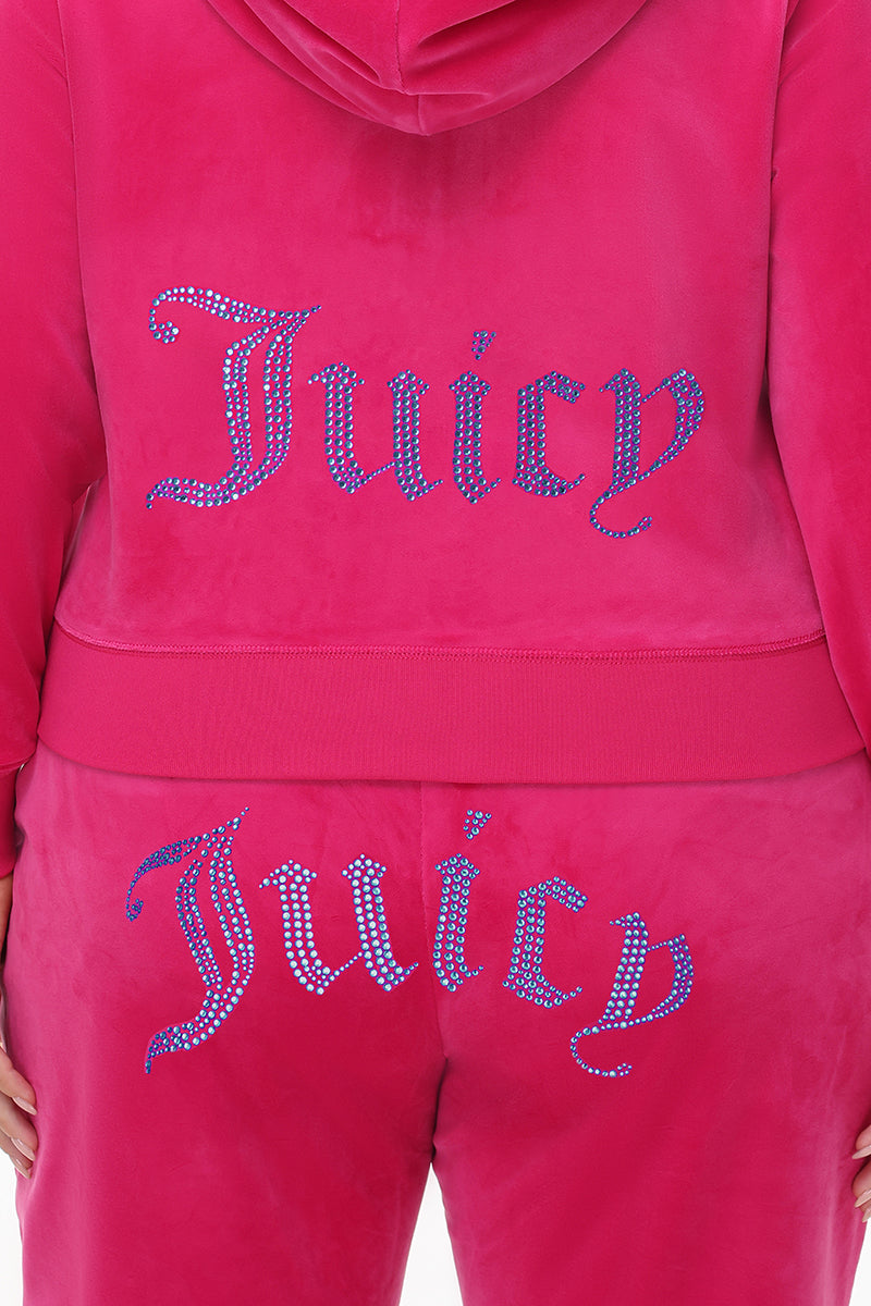 Plus-Size Technicolor Customizable Big Bling Velour Hoodie