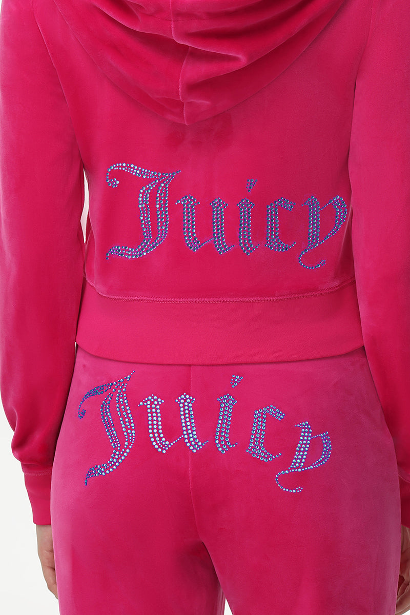 Technicolor Customizable Big Bling Velour Hoodie