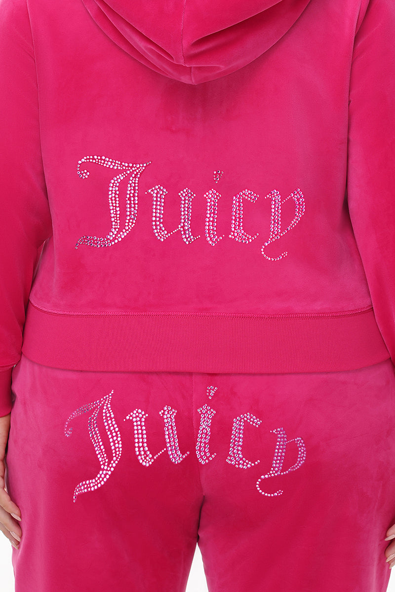 Plus-Size Technicolor Customizable Big Bling Velour Hoodie