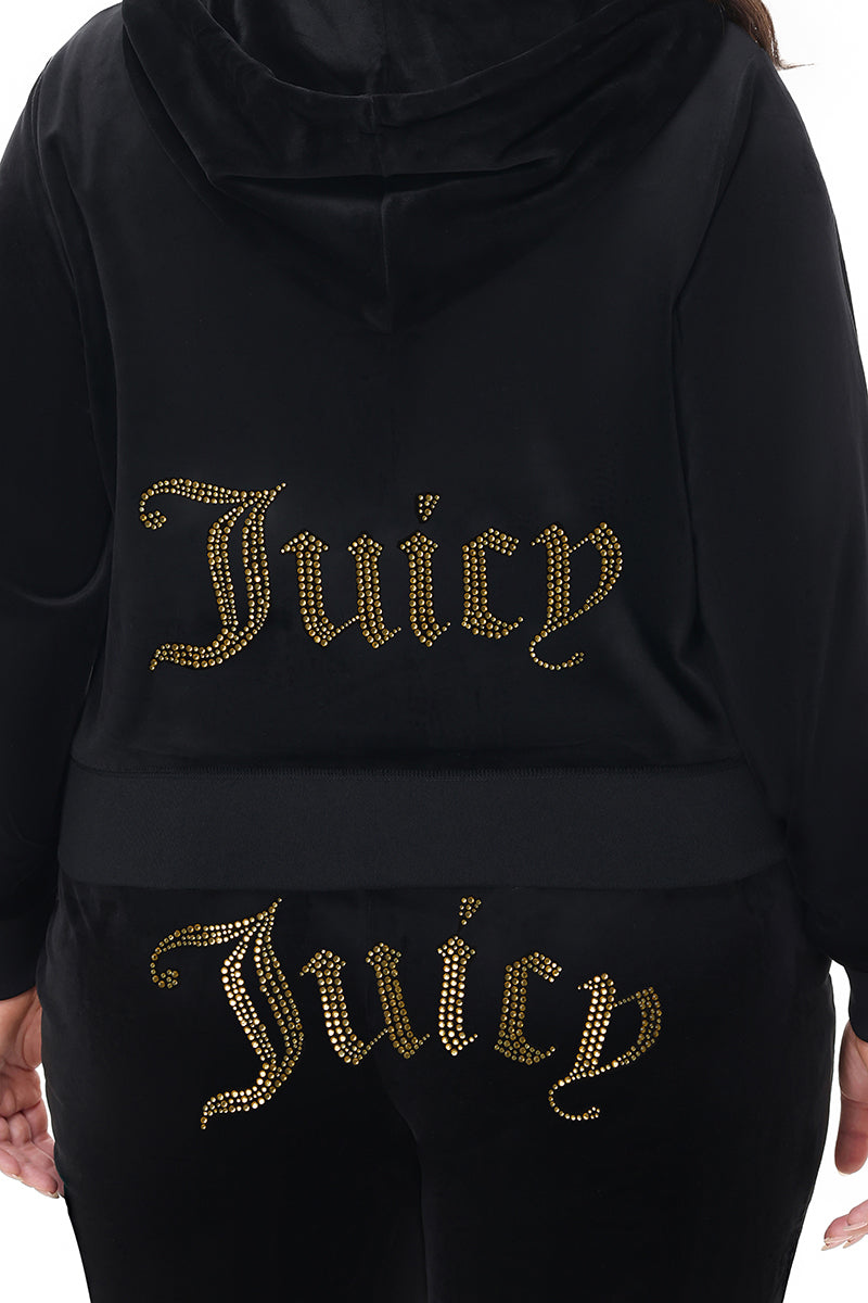 Plus-Size Technicolor Customizable Big Bling Velour Hoodie