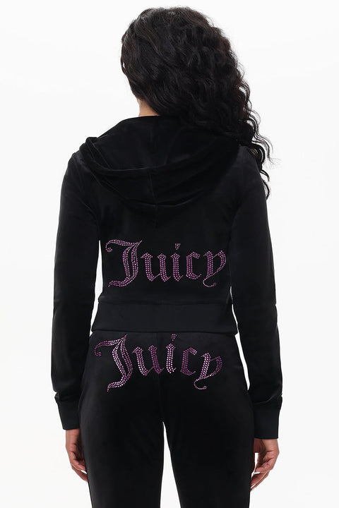 Technicolor Customizable Big Bling Velour Hoodie