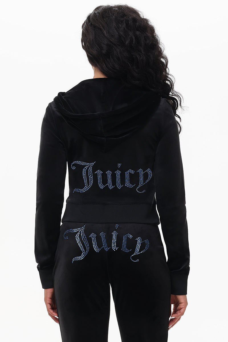Technicolor Customizable Big Bling Velour Hoodie
