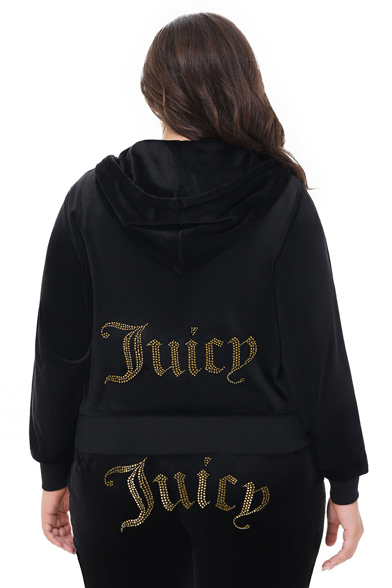 Plus-Size Technicolor Customizable Big Bling Velour Hoodie