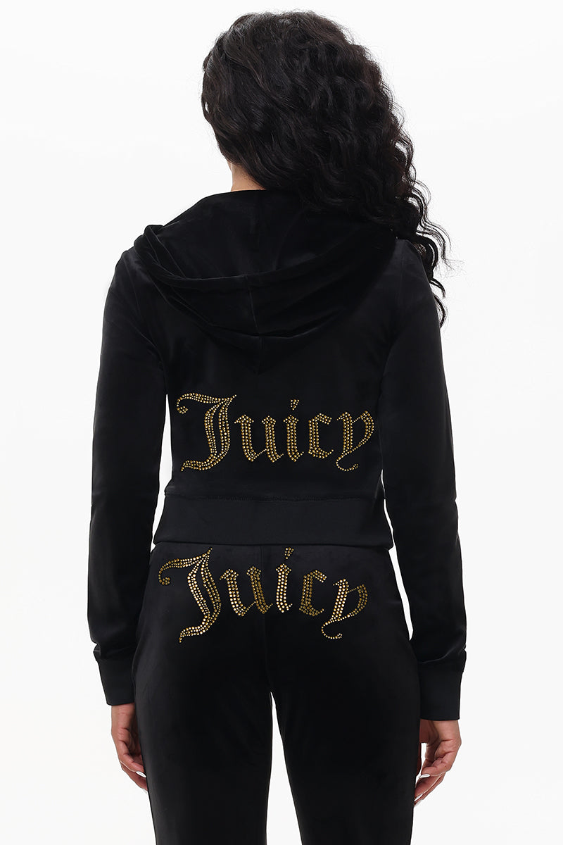 Technicolor Customizable Big Bling Velour Hoodie