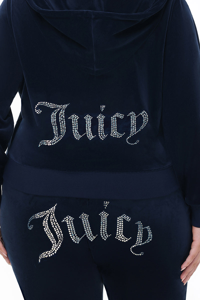Plus-Size Technicolor Customizable Big Bling Velour Hoodie