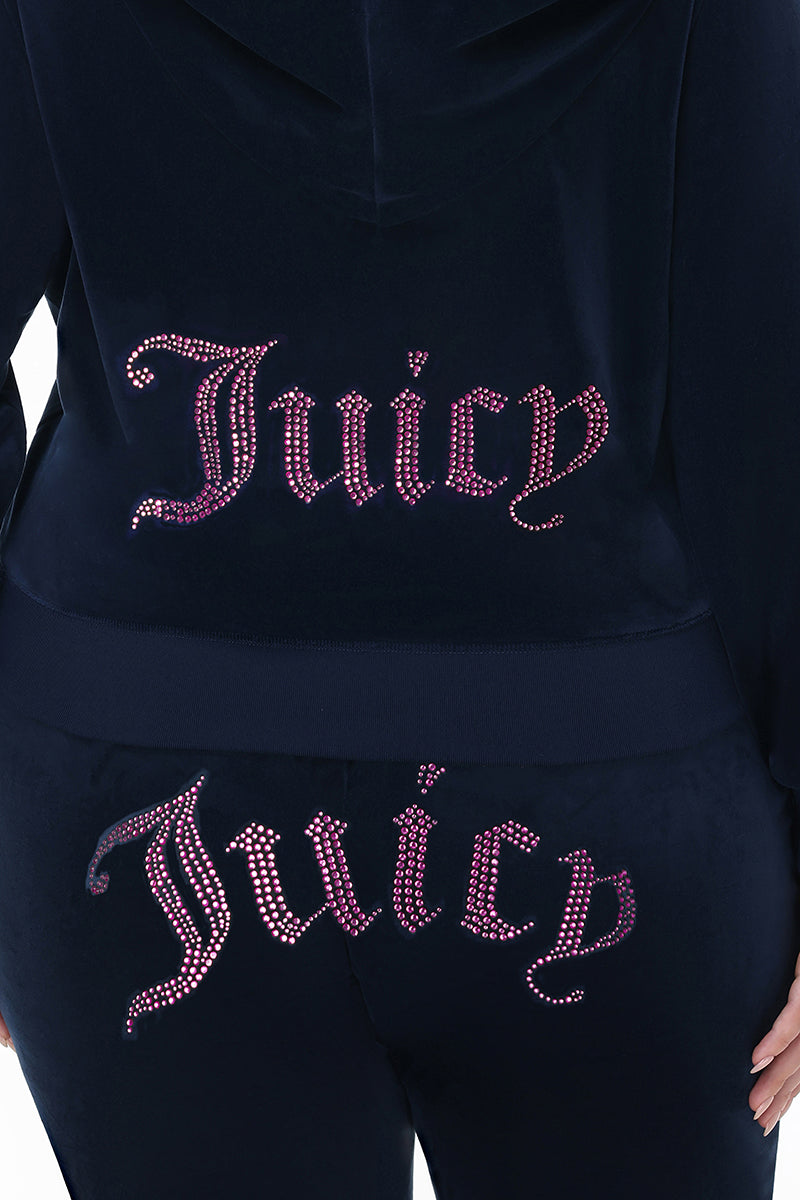 Plus-Size Technicolor Customizable Big Bling Velour Hoodie