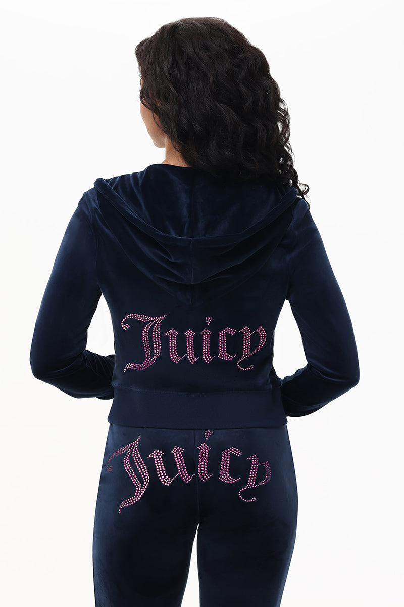 【Juicy Couture】 Technicolor Big Bling Velour Hoodie - Juicy Couture