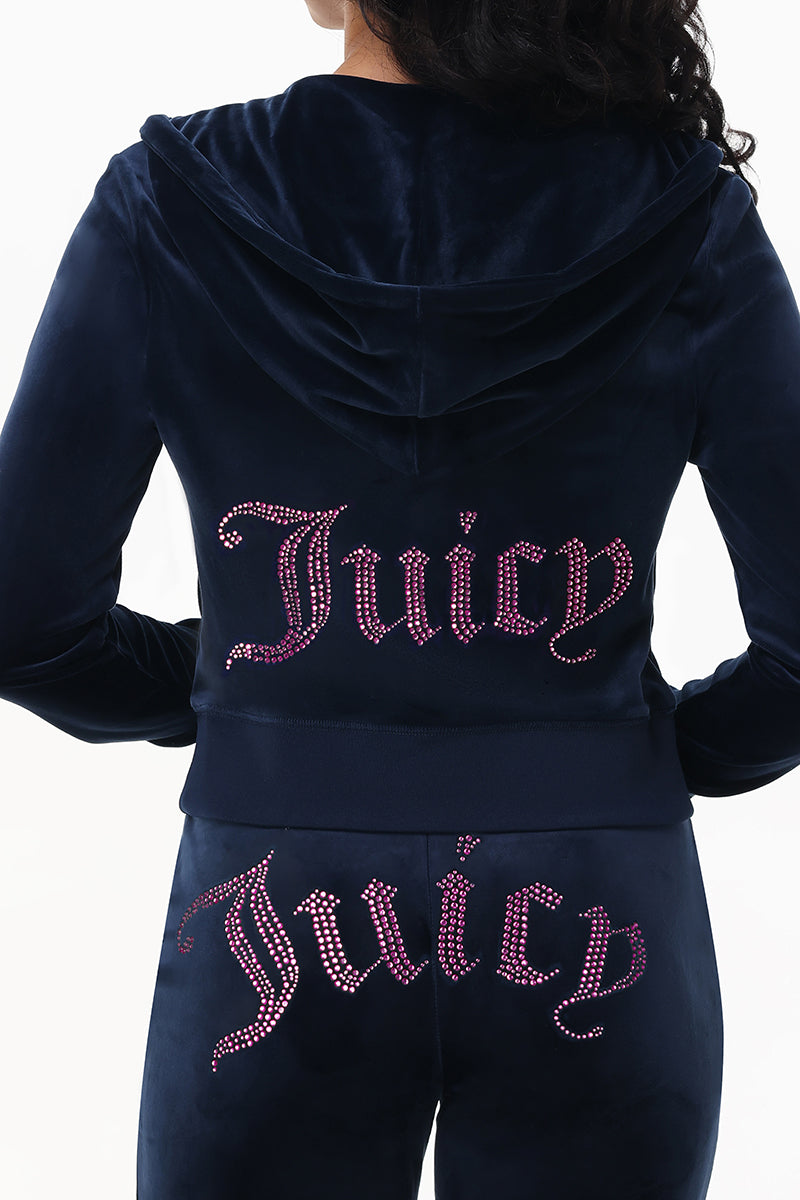 Technicolor Big Bling Velour Hoodie - Juicy Couture