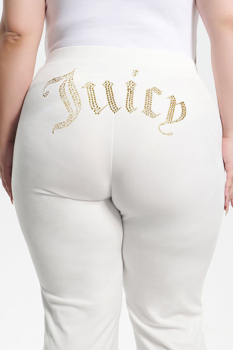 Plus-Size Technicolor Customizable Big Bling Velour Track Pants