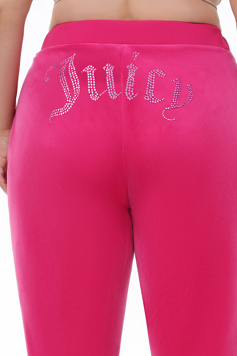 Plus-Size Technicolor Customizable Big Bling Velour Track Pants