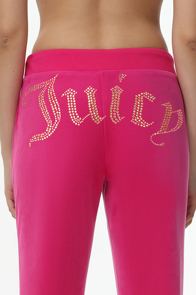 Technicolor Customizable Big Bling Velour Track Pants
