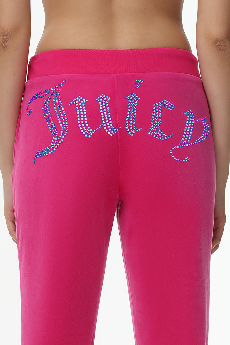 Technicolor Customizable Big Bling Velour Track Pants