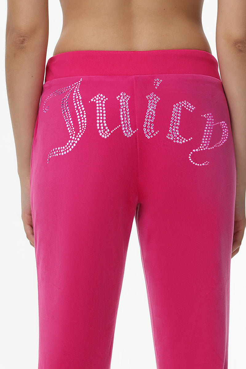 Technicolor Customizable Big Bling Velour Track Pants