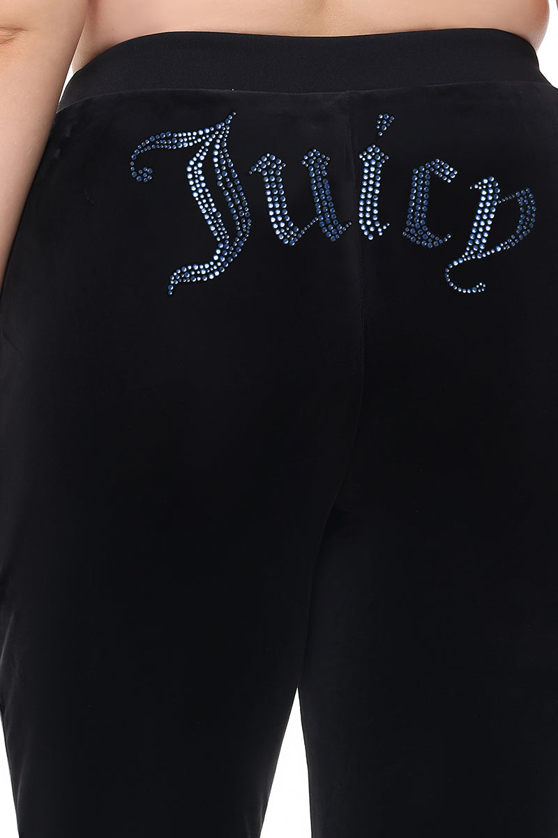 Plus-Size Technicolor Customizable Big Bling Velour Track Pants