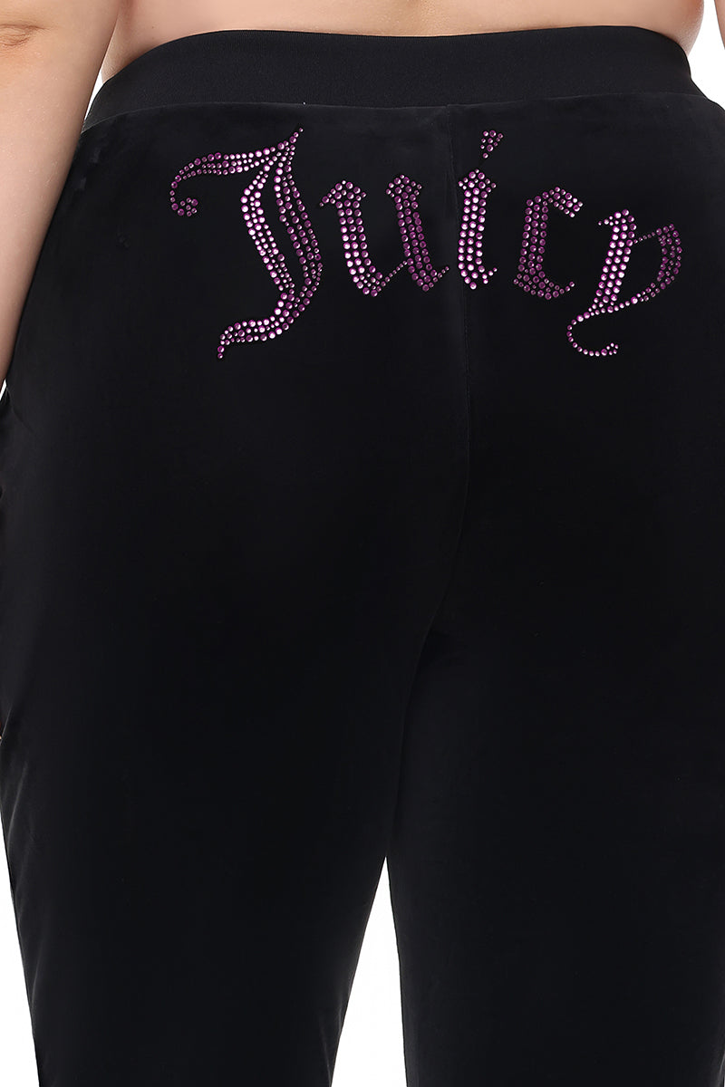 Plus-Size Technicolor Customizable Big Bling Velour Track Pants