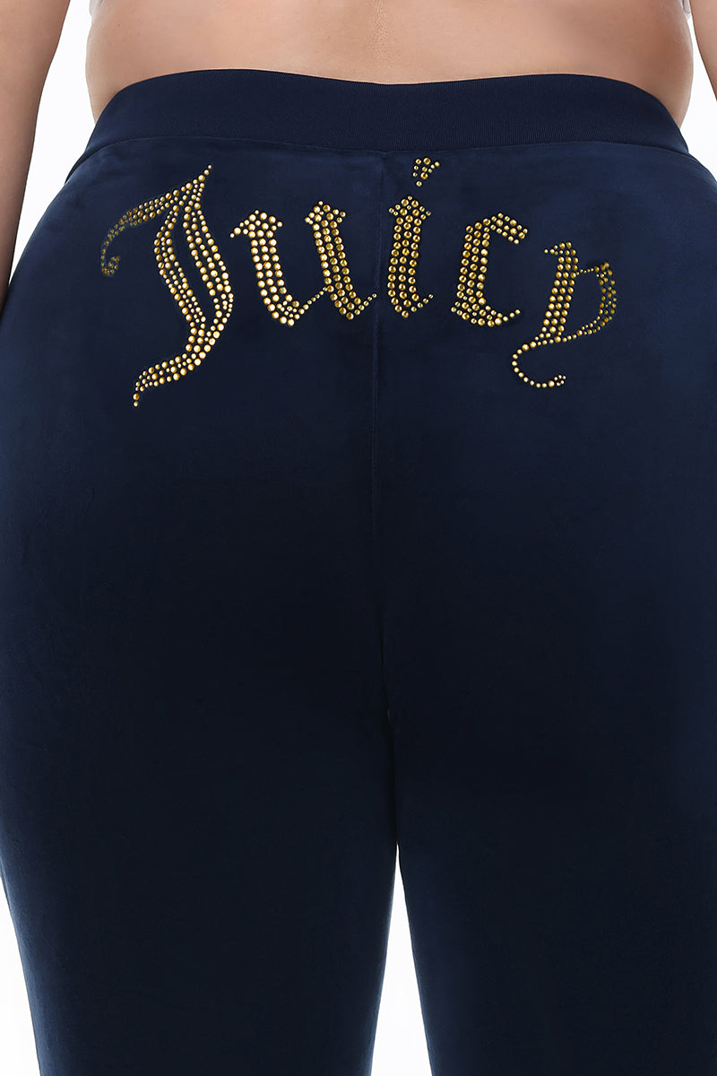 Plus-Size Technicolor Customizable Big Bling Velour Track Pants