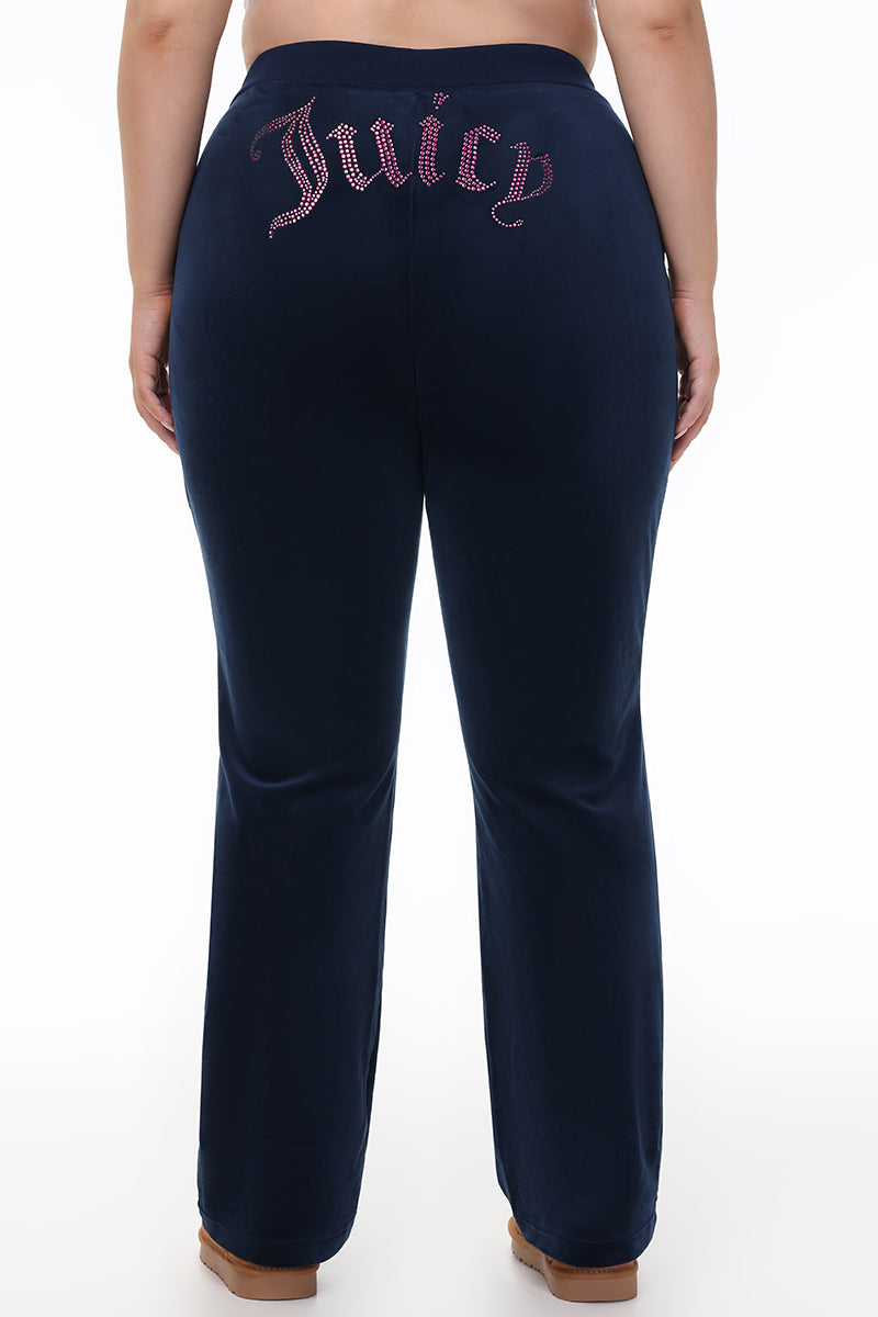 Plus-Size Technicolor Customizable Big Bling Velour Track Pants