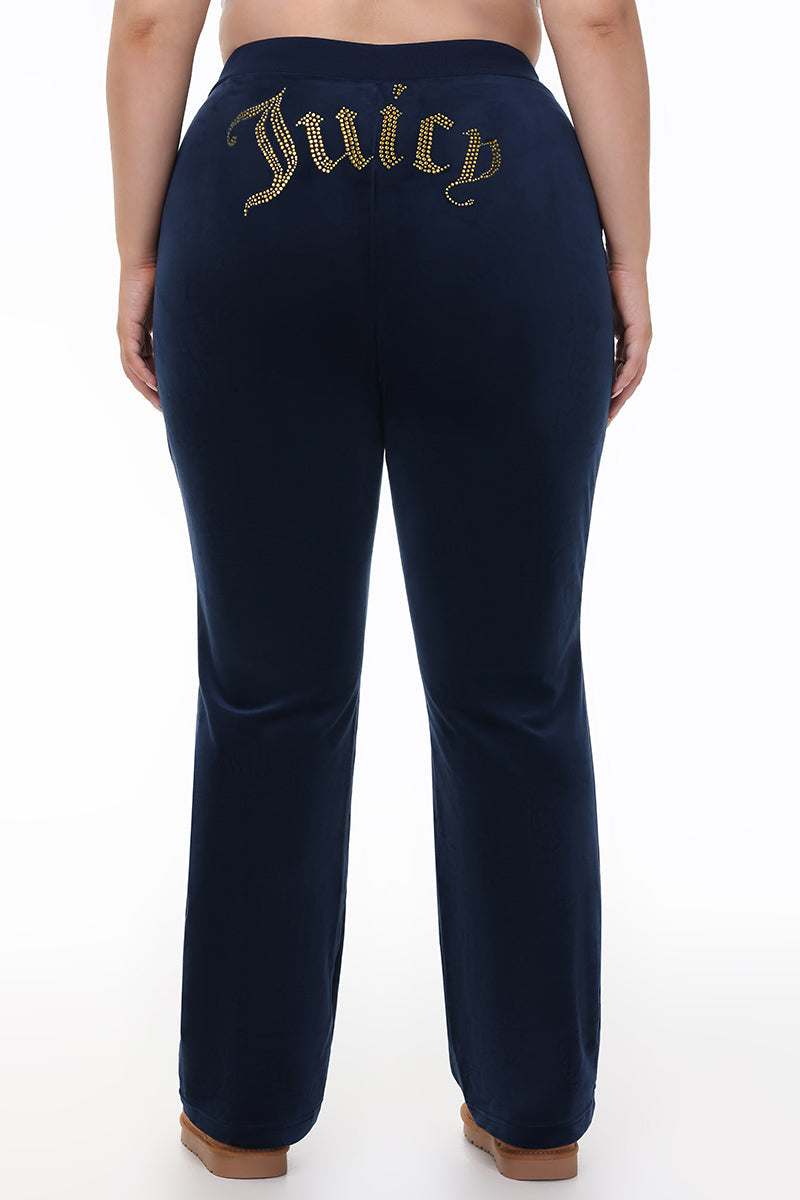 Plus-Size Technicolor Customizable Big Bling Velour Track Pants