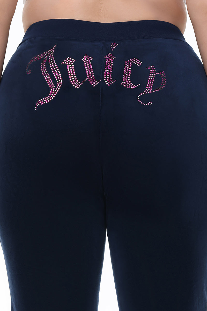 Plus-Size Technicolor Customizable Big Bling Velour Track Pants