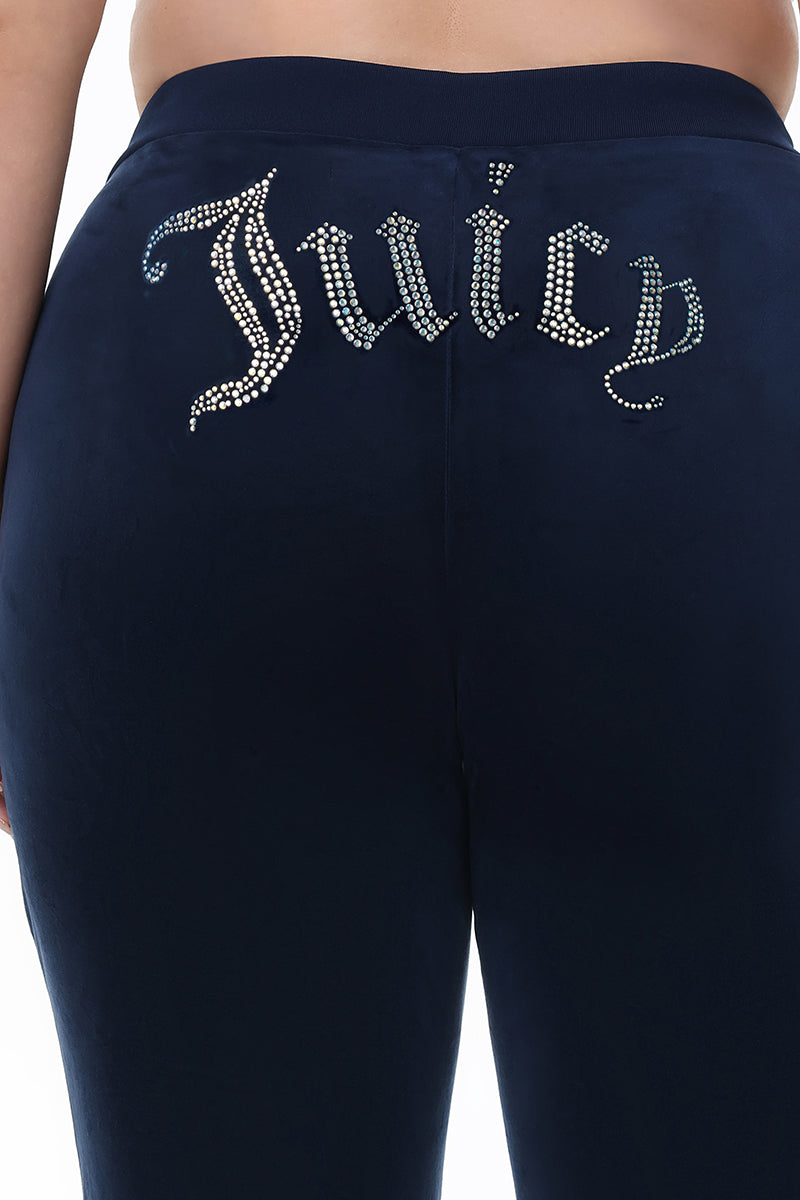 Plus-Size Technicolor Customizable Big Bling Velour Track Pants