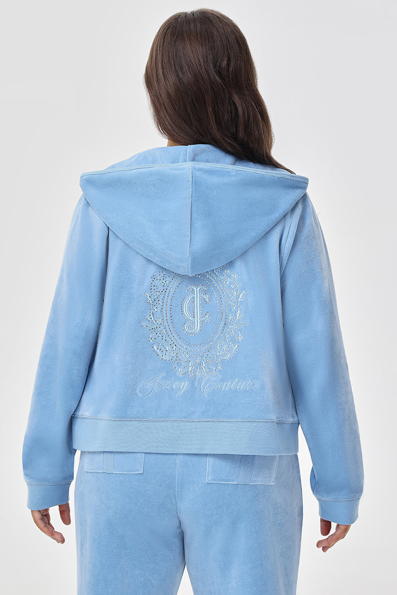 Plus-Size Crown Heritage Cotton Velour Hoodie - Juicy Couture