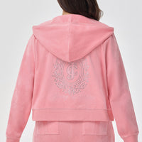 Plus-Size Crown Heritage Cotton Velour Hoodie - Juicy Couture