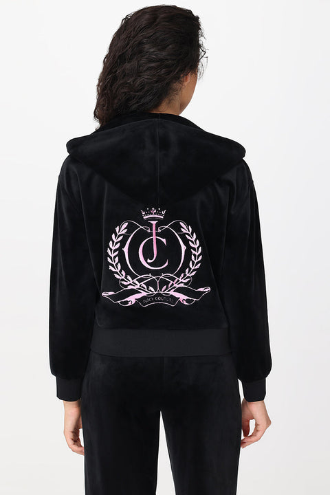 Relaxed Velour Zip Hoodie