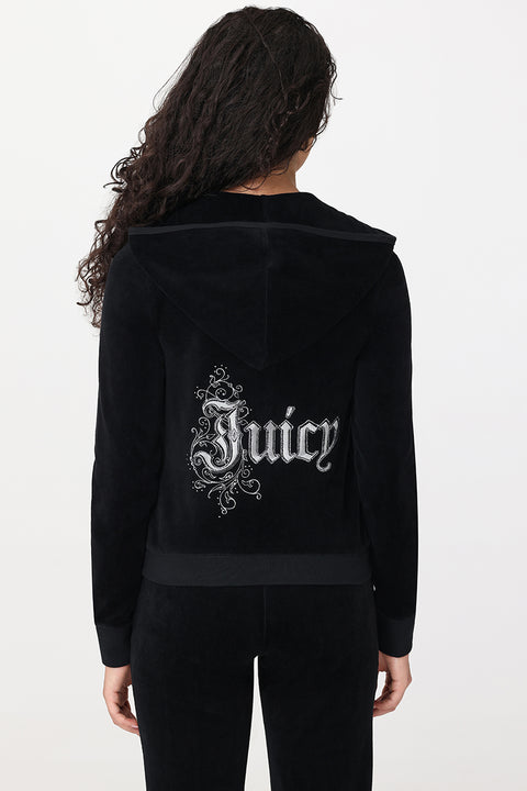Monogram Heritage Cotton Velour Hoodie - Juicy Couture
