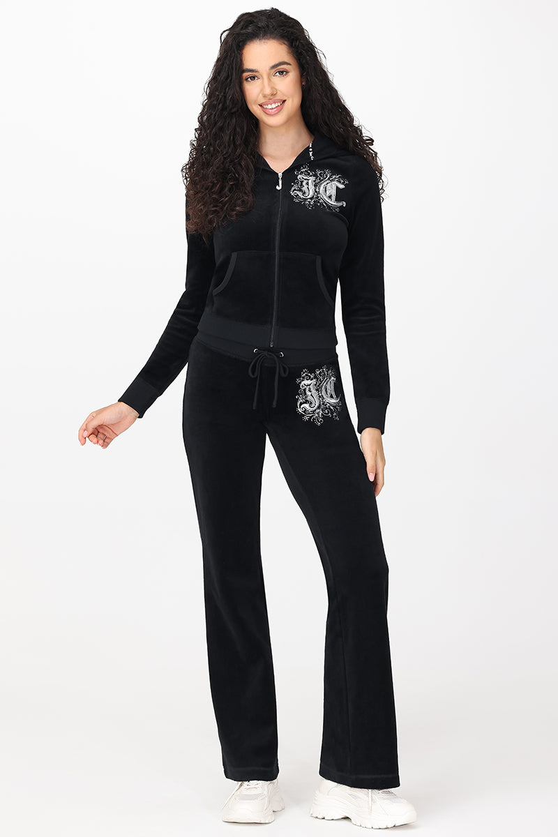 Monogram Heritage Cotton Velour Hoodie - Juicy Couture