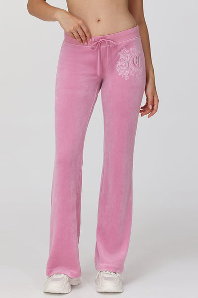 Monogram Heritage Cotton Velour Track Pants - Juicy Couture