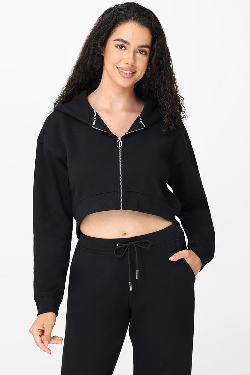 Roses Cropped Zip Front Hoodie - Juicy Couture