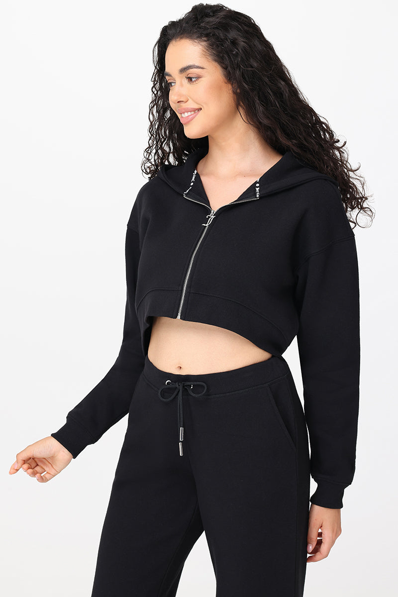 Roses Cropped Zip Front Hoodie - Juicy Couture