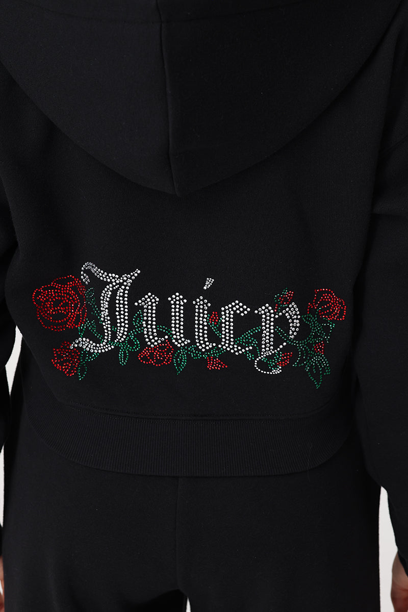 Roses Cropped Zip Front Hoodie - Juicy Couture
