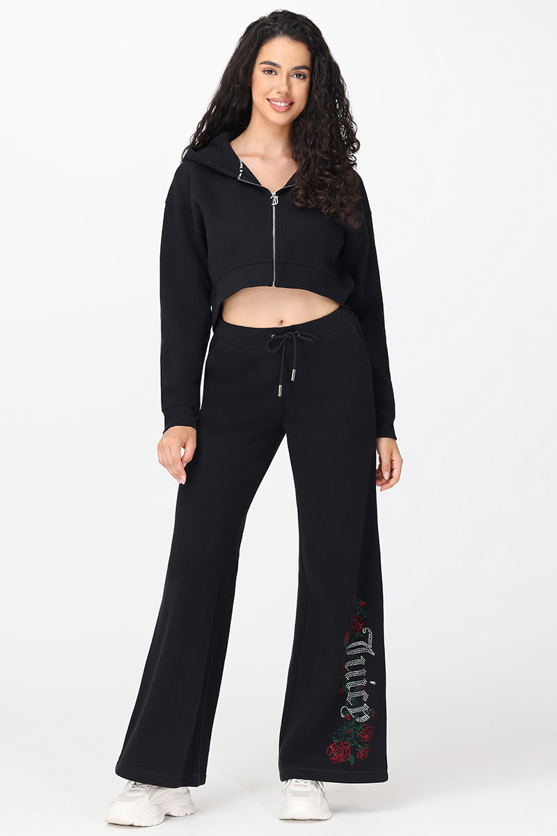Roses Cropped Zip Front Hoodie - Juicy Couture