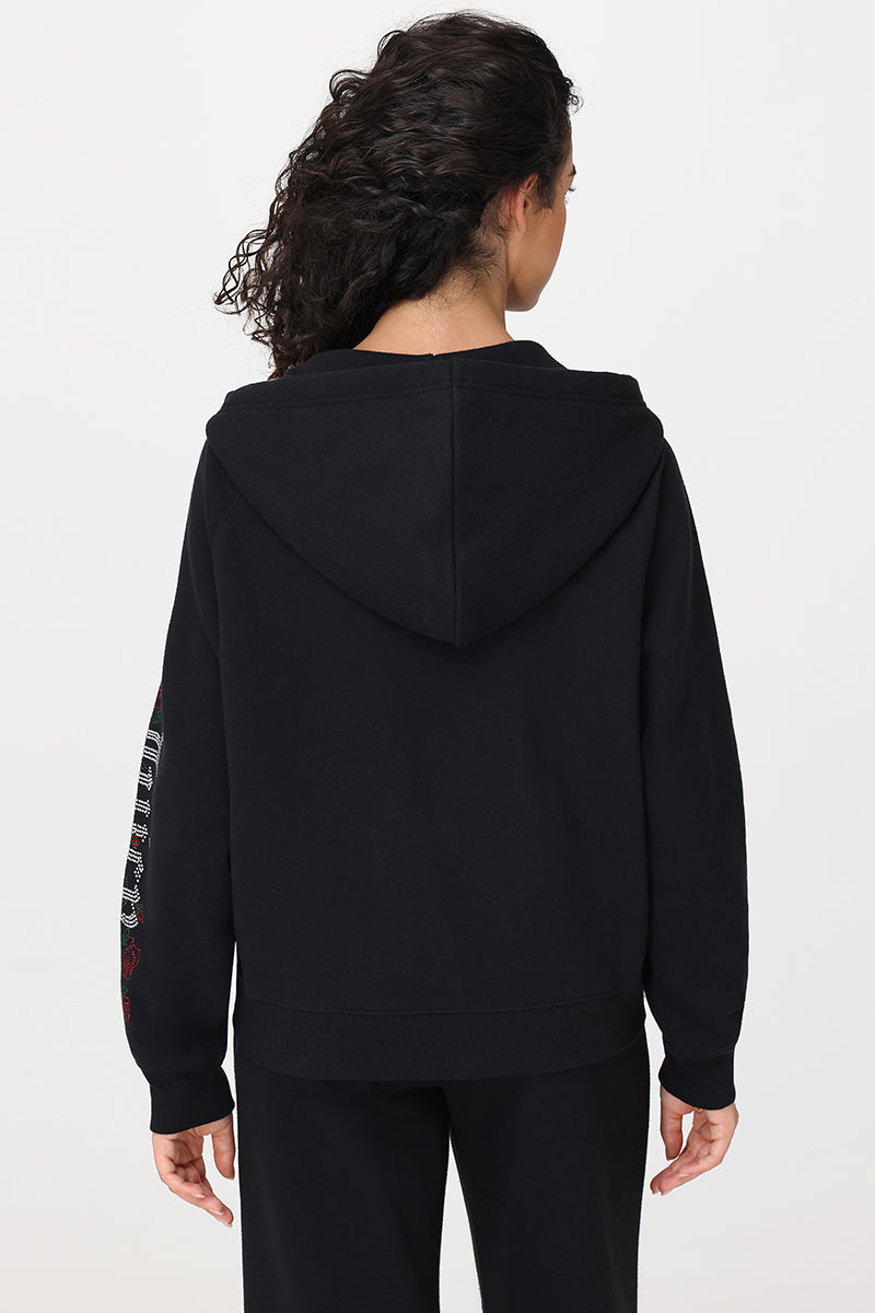 Roses Oversized Zip Front Hoodie - Juicy Couture