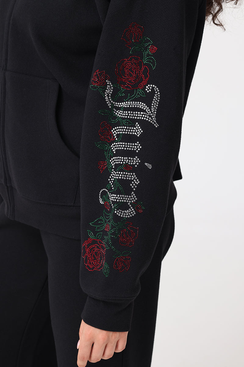 Roses Oversized Zip Front Hoodie - Juicy Couture