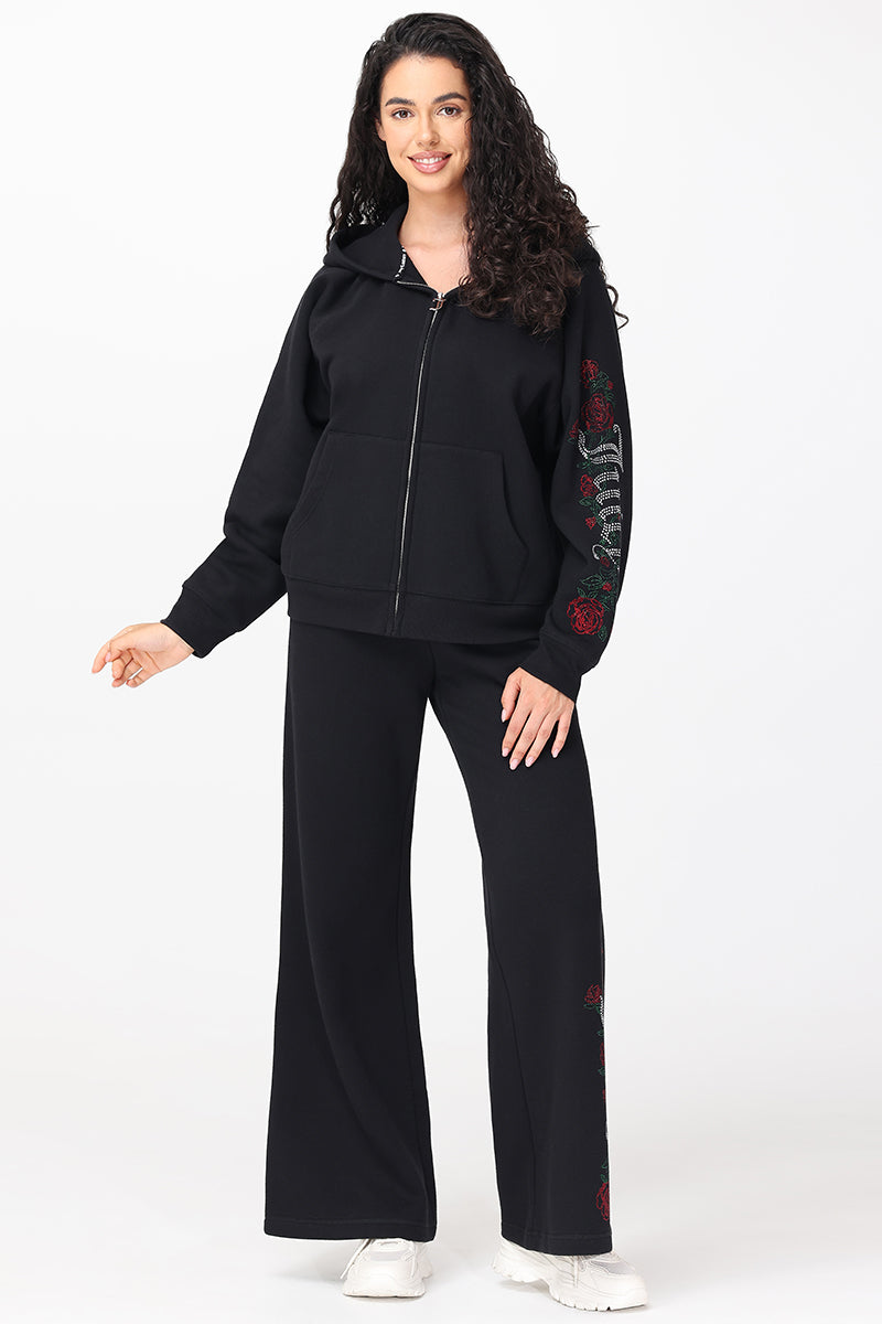 Roses Oversized Zip Front Hoodie - Juicy Couture