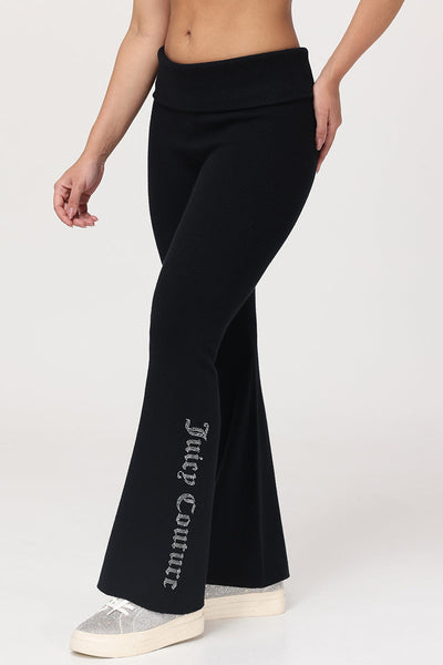 Fold Over Knit Wide Leg Pants - Liquorice - Juicy Couture