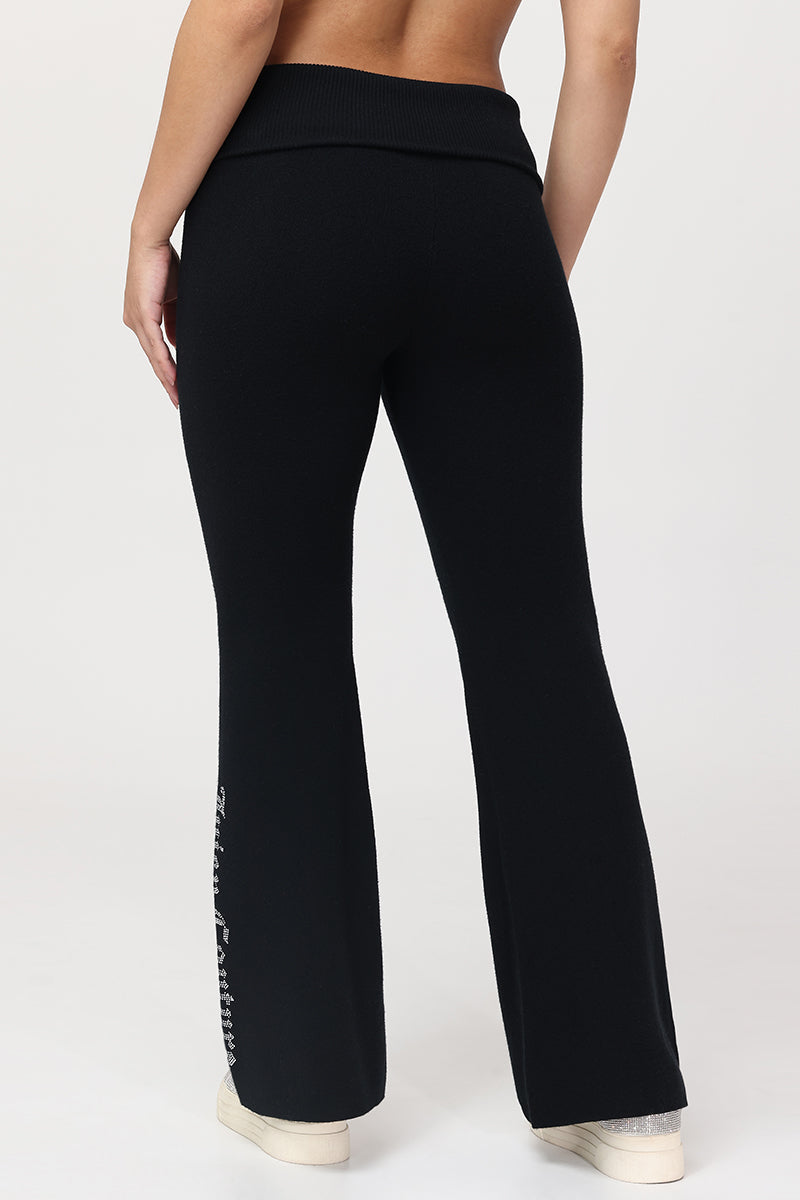 Fold Over Knit Wide Leg Pants - Liquorice - Juicy Couture