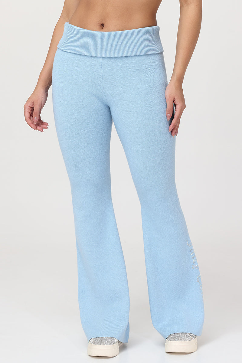 Fold Over Knit Wide Leg Pants