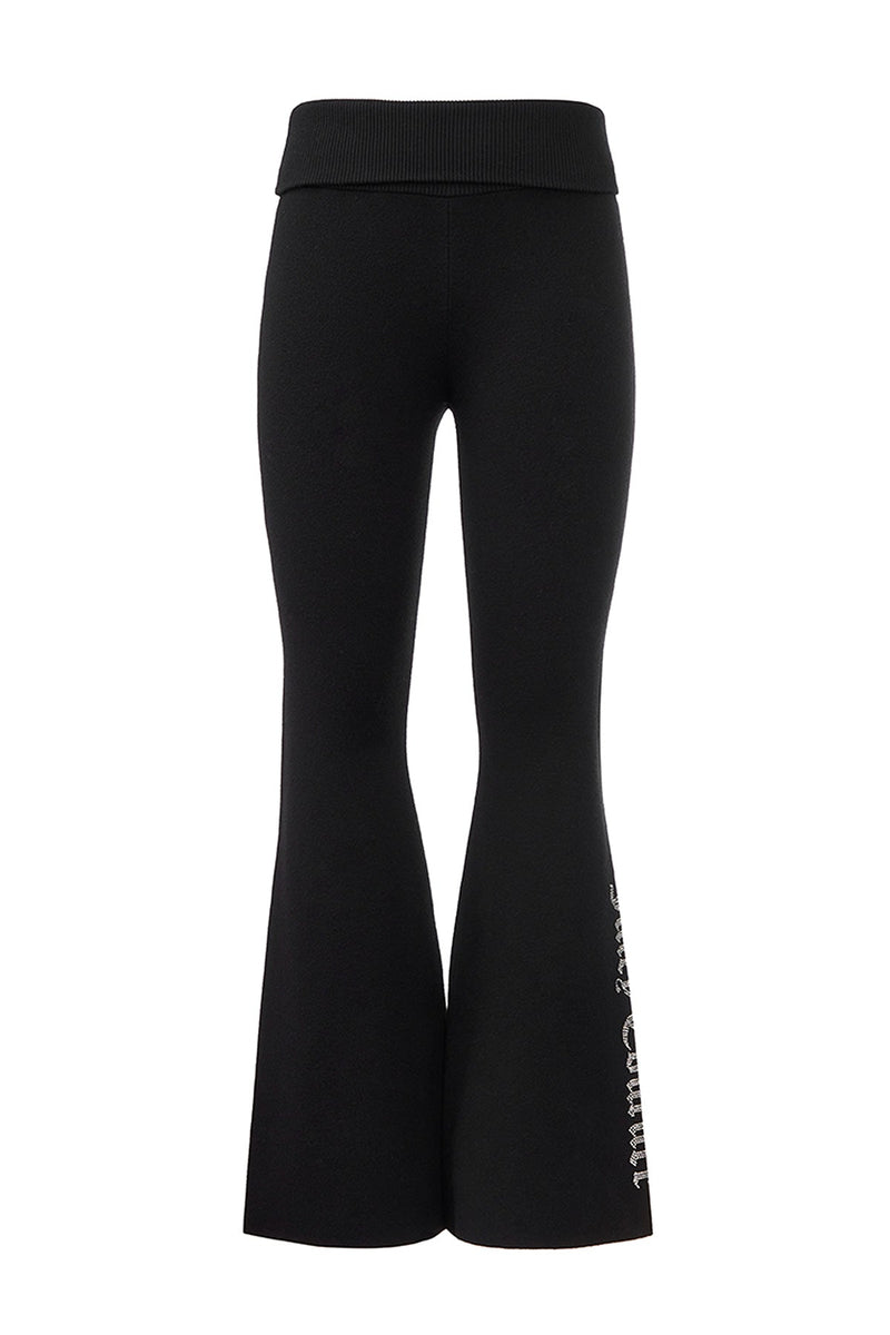Fold Over Knit Wide Leg Pants - Liquorice - Juicy Couture